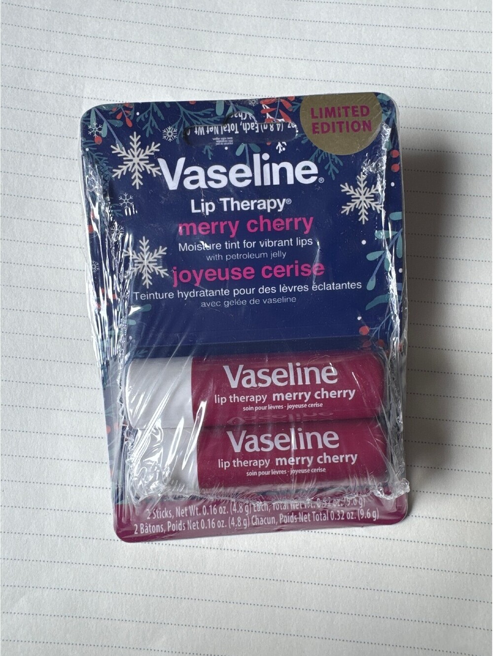 Vaseline Lip Therapy Merry Cherry Lot of 2 Twin Packs Limited Edition New